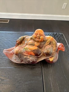7” Chinese Antique Handcarved Blessing Buddha Amber Statue - Picture 1 of 9