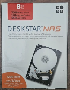 HGST DESKSTAR NAS 8TB (HDN7280ALE604) 7200RPM 128MB CACHE SATA3 6GBs COMPLETE!! - Picture 1 of 8