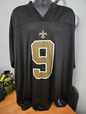 Camiseta de fútbol americano NFL New Orleans Saints Drew Brees #9 para hombre 2XL color negro Foto 1 de 4