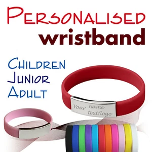 Personalised Silicone Wristbands Adult Child Junior Medical bracelet Alert ICE - Picture 1 of 196