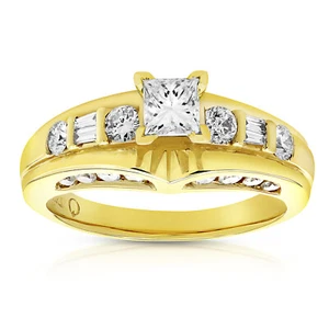 1 ct Diamond Solitaire Engagement Wedding Ring Women in 14K Yellow Gold Princess - Picture 1 of 8