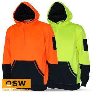 Hi Vis 2 Tone Orange/Navy, Yellow/Navy Premium Quality Super Fleecy Hoodie 3721 - Picture 1 of 4