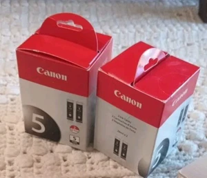 BRAND NEW Genuine Canon PGI-5BK 5 PGBK Lot 2 Packs - 4 Black Ink Cartridge Total - Picture 1 of 8
