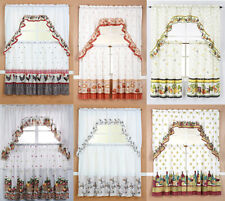 3 Piece Printed Window Treatment Kitchen Curtain Tiers and Swag Valance Set