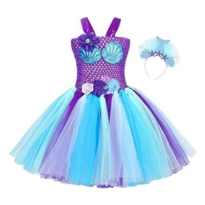 Flower Girls Little Mermaid Tutu Dress Princess Birthday Party Dresses - Picture 1 of 6
