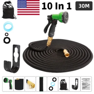 Garden Water Hose Flexible Expandable Pipe Car Wash W/ Spray Nozzle Gun 25-100FT - Picture 1 of 13