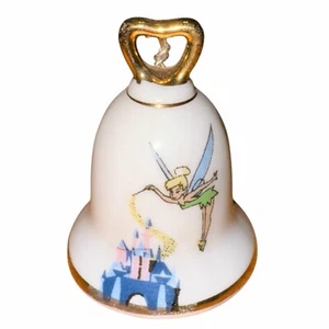 VTG TINKERBELL CASTLE Dinner Bell 60s Ceramic Hand Painted Gold Paint Disney - Picture 1 of 9