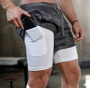 Men's Sports Training Running Bodybuilding Workout Fitness Shorts Gym Pants Work - Picture 1 of 4