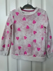 Cat & Jack Girls White Pink Hearts Valentine’s Tie die Sweatshirt  Sz S (6-6x) - Picture 1 of 4