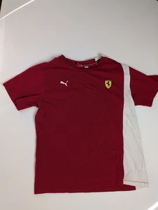 PUMA Ferrari Scuderia Boys L Red T-Shirt Racing Stripe Logo Tee 18x13" - Picture 1 of 7