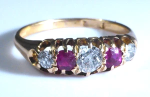 9ct Gold Ring Diamond Ruby .65ct UK Hallmark Size P Boxed - Picture 1 of 24