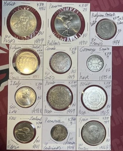 Foreign World Silver 12 Coin Lot 4 Oz Of ASW 1875 to 1977 From 8 Countries - Picture 1 of 23