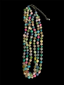 VTG 1950s - Pastel Glass Bead 3-Strand 16" Necklace with 2" extension - Picture 1 of 4
