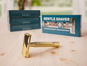18-K Gold Plated 80mm Handle Butterfly Safety Razor Timor G&F Solingen Germany - Picture 1 of 4