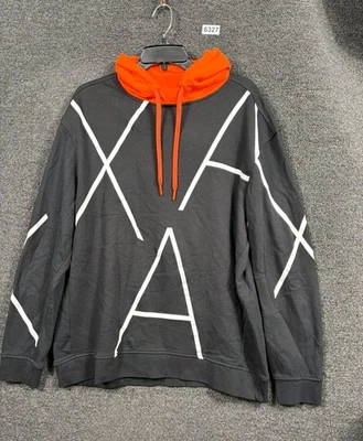 Armani Exchange Hoodie Mens Large Black Orange AX Logo Pullover Sweatshirt - Image 1 of 4