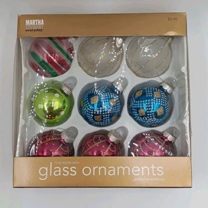 (9 )Vintage Christmas Glass Ornaments 7 are Martha Stewart (2) are Unmarked. - Picture 1 of 10