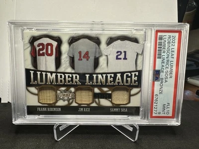 2022 Leaf Lumber Lineage Relics /25 Frank Robinson Jim Rice Sammy Sosa B3 PSA 9 - Image 1 of 2