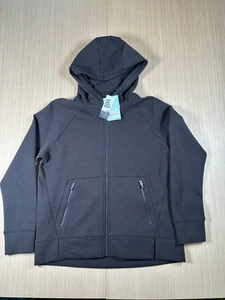 DSG Hoodie Girls Large 14 Pure Black Sport Fleece Lined Sweatshirt Full Zip - Picture 1 of 6