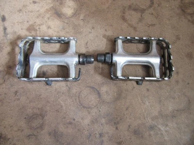 Pair of pedals for use with Toeclips and Straps. Silver & Black - Image 1 of 4