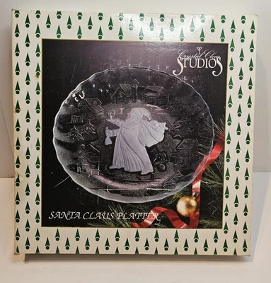 Винтажный кристально прозрачный студии стиль #312/156 Санта-Клаус 13 дюймов стеклянное блюдо - Изображение 1 из 4