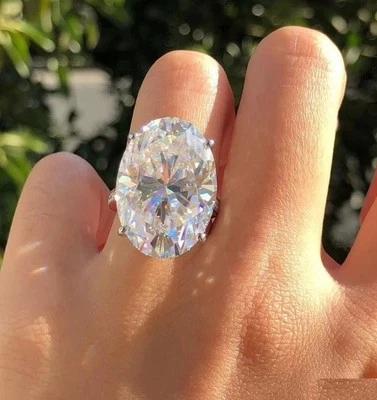 Anillo de compromiso de diamantes blancos tratados certificado 32 quilates en plata 925 RARO Foto 1 de 4