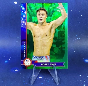 Bobby Finke /99 2024 Topps Chrome Olympic Team USA Swimming Green Refractor SSP - Bild 1 von 12