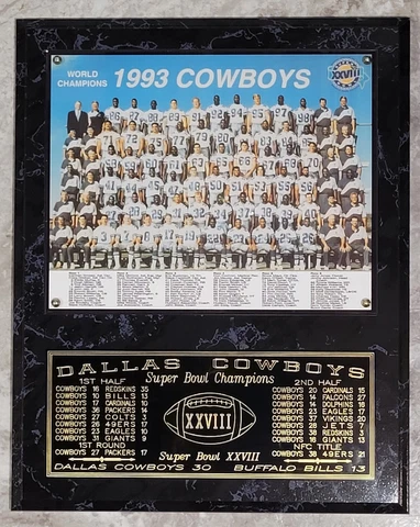 Dallas Cowboys 1993 Super Bowl 28 Champions 12" x 15" Plaque XXVIII Cover
