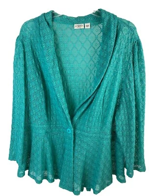 Cato Encaje Un Botón Verde Azulado Chaqueta Manga Larga Mujer Talla 22/24W Foto 1 de 4