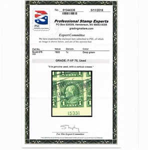 EXCEPTIONAL GENUINE SCOTT #575 USED PLATE #15331 SINGLE PSE CERT GRADED F-VF 75 - Picture 1 of 3
