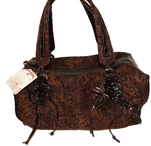 Donald Pliner Italy Suede Panther & Patent Croc Leather Shoulder Bag NWT $610