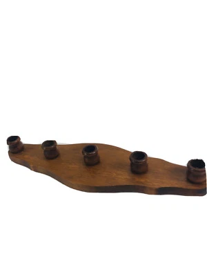 Candelabro Cónico de Madera Primitive Country Colonial Sostiene 5 Foto 1 de 4