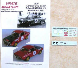 V030 LANCIA FULVIA HF RALLYE MONTE CARLO 1972 AMILCARE BALLESTRIERI VIRATE 1/43 - Bild 1 von 1