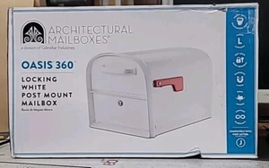 Oasis 360 Architectural Mailboxes Locking Large 2-Access Doors Post Mount White - Picture 1 of 10