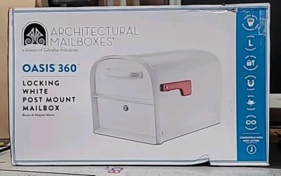 Oasis 360 Architectural Mailboxes Locking Large 2-Access Doors Post Mount White - Image 1 of 4