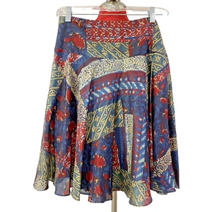 Falda Acampanada de Seda Lauren Ralph Lauren Abstracta Estampado Multicolor Talla 6P Boho Lux - Imagen 1 de 6