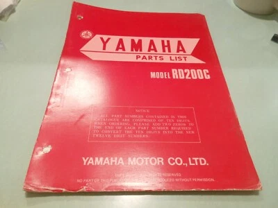 YAMAHA OEM RD200C Parts List Manual + Canada Parts + Index # LIT-10015-81-00  - Image 1 of 4