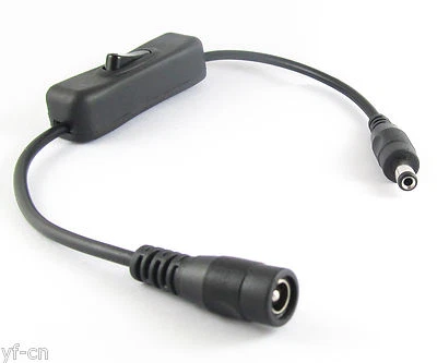30cm/1ft 5.5mm x 2.1mm 2.1mm Male to Female DC Power Cable With On/Off Switch - Image 1 of 4