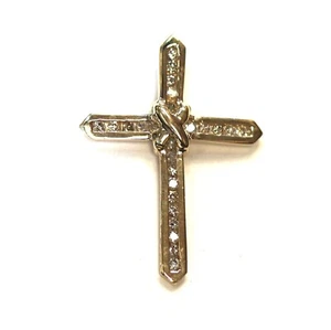 Dije colgante cruz diamante SI2 H oro amarillo 10k 0,46ct 1,5 g Estate vintage - Imagen 1 de 12