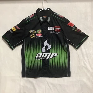 Vintage JR Nation AMP Energy Dale Earnhardt Jr. Snap Close Racing Pit Shirt Sz L - Picture 1 of 15