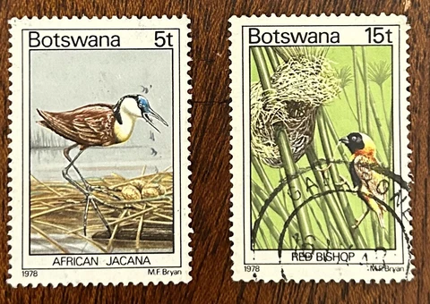Botswana: 1978 Set of 2 Birds SC# 202 & 205 used. Lot #03-07216 Cover