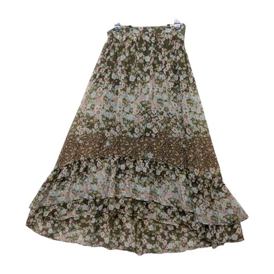 Maxi Falda H&M Boho Cottage Fairy para Mujer 10 Verde Flor Plisada Terrosa Cremallera Lateral Foto 1 de 4