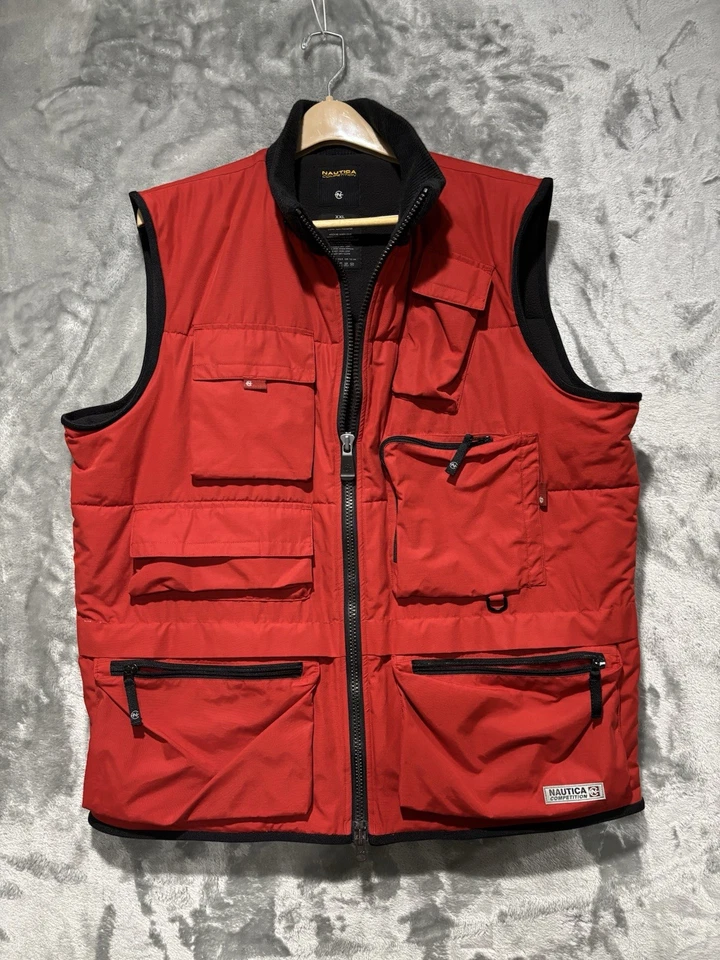 Chaleco de tiro Nautica Competition cremallera completa acolchado para hombre talla XXL rojo de colección Y2K Foto 1 de 4