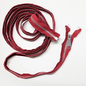 Vintage 8 Ft TALON Industrial Heavy Duty Zipper - Open End, Red Cotton, USA Made - Picture 1 of 15