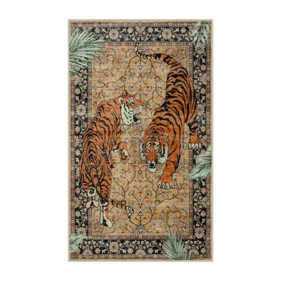 Tiger Washable Rugs, 3x5 Entry Area Rugs, Non Slip Vintage Soft Living Room C... - Image 1 of 4