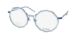 NEW ZEN 201256 PECQUAY EYEWEAR BLUE 50-18-142 GEOMETRIC C01 METAL & PLASTIC - Picture 1 of 8