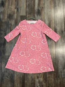 Vineyard Vines Girl’s 3/4 Sleeve Swing Dress Sz M 10-12 Pink White Sand Dollar - Picture 1 of 7