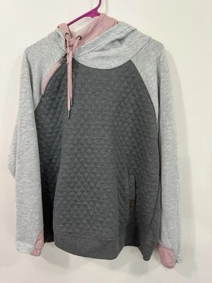 Maurice’s 双色灰色粉色连帽卫衣大号 — 第 1/4 张图片