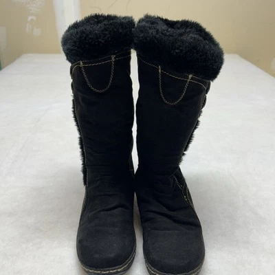 Bajo Oliva ~ Gamuza Negra con Piel Sintética ~ Para Mujer Talla 6.5 Foto 1 de 4