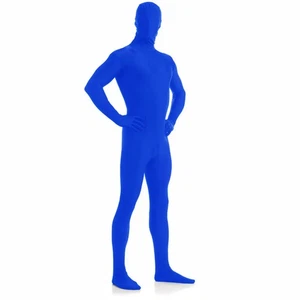 AltSkin ZENTAI SUIT - FULL BODY COSTUME - BLUE ZIPPERED STRETCH SUIT (9 Sizes!) - Picture 1 of 4