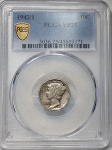 1942/1 Mercury Dime PCGS graded VF 25  "The Classic Mercury Overdate" - Picture 1 of 4